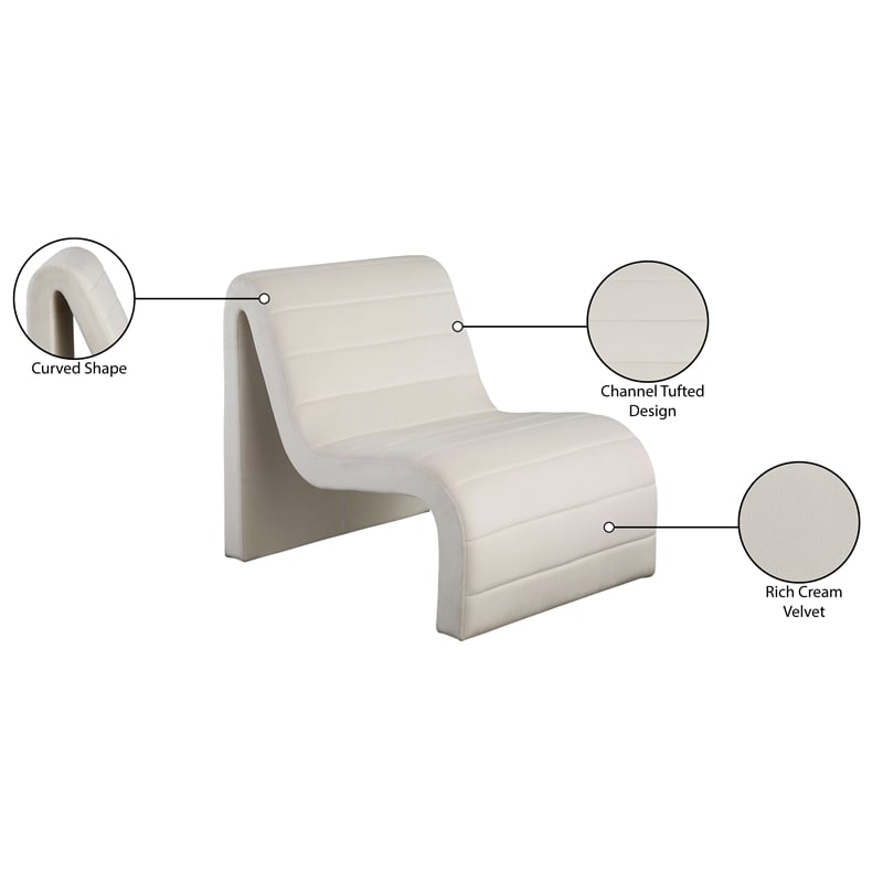 Meridian Furniture Ivy Cream Velvet Accent Chair