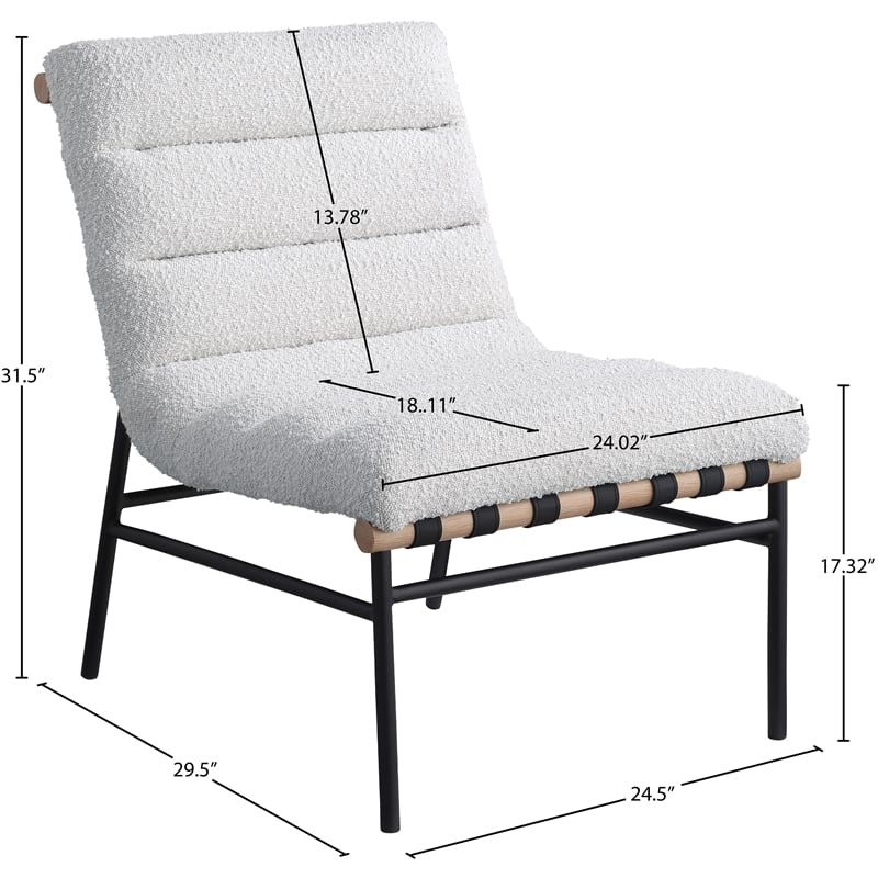 Meridian Furniture Burke Cream Boucle Fabric Accent Chair