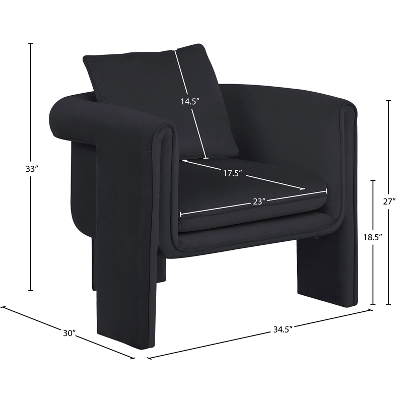 Meridian Furniture Sloan Black Velvet Accent Chair