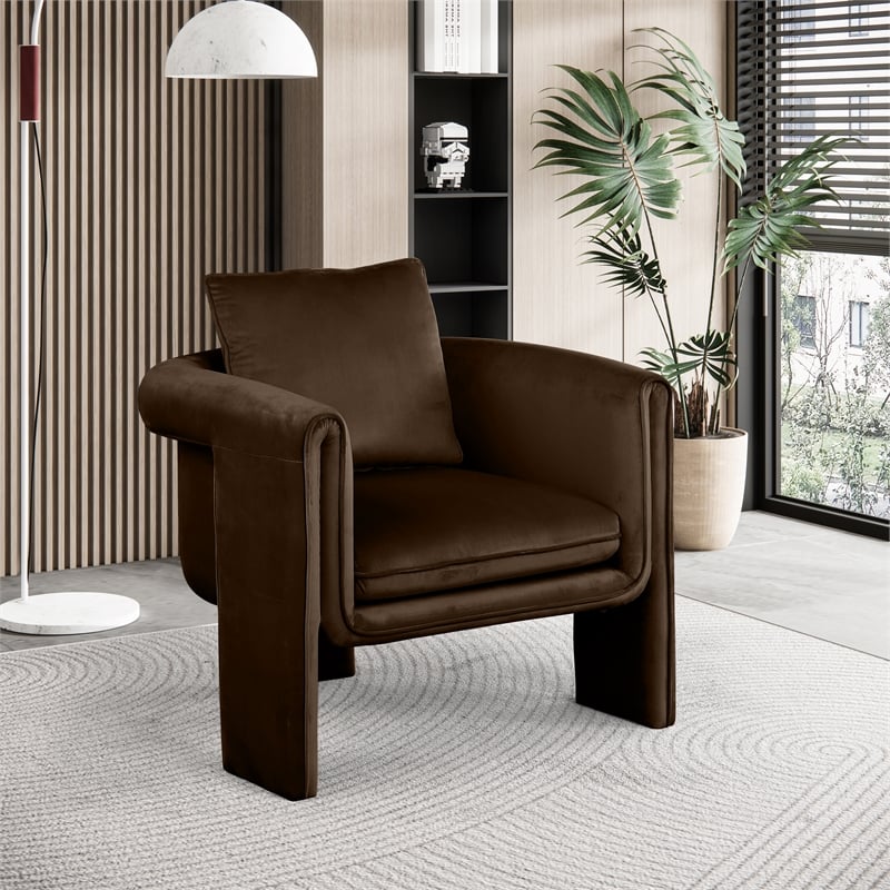 Meridian Furniture Sloan Brown Velvet Accent Chair