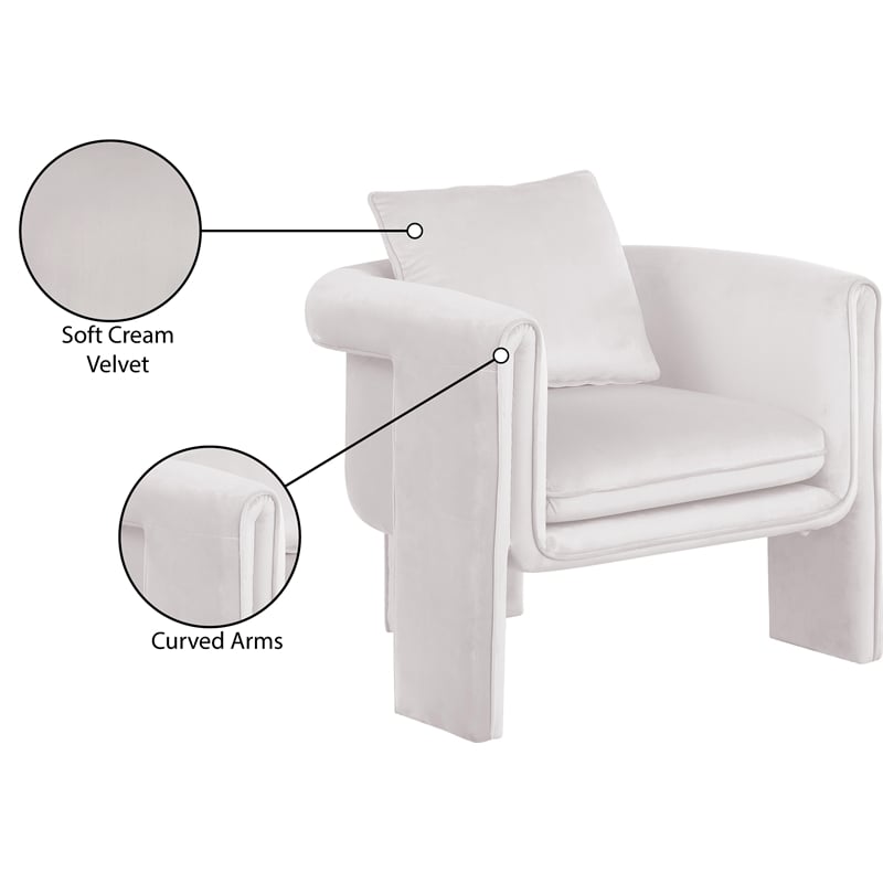 Meridian Furniture Sloan Cream Velvet Accent Chair