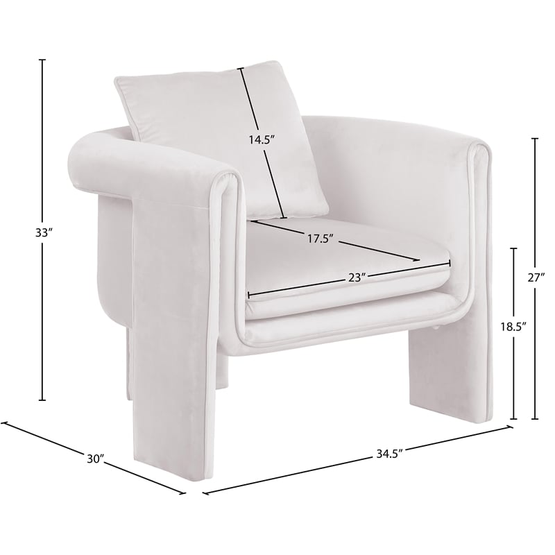 Meridian Furniture Sloan Cream Velvet Accent Chair