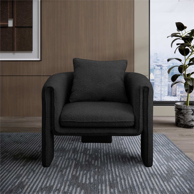 Meridian Furniture Stylus Black Boucle Fabric Accent Chair