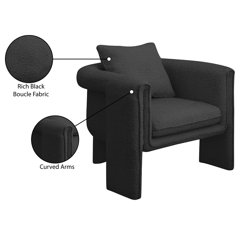 Meridian Furniture Stylus Black Boucle Fabric Accent Chair