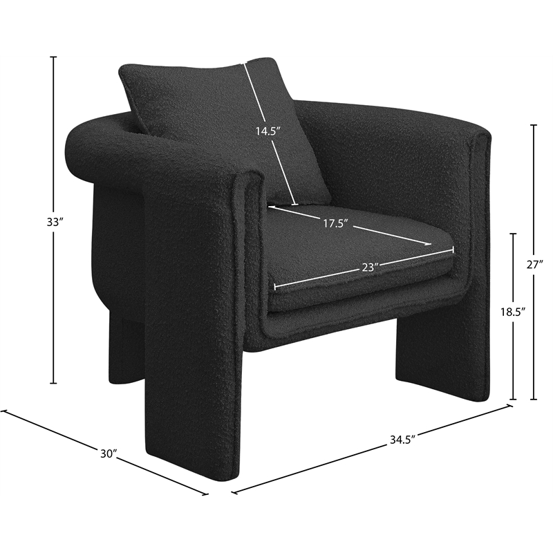 Meridian Furniture Stylus Black Boucle Fabric Accent Chair