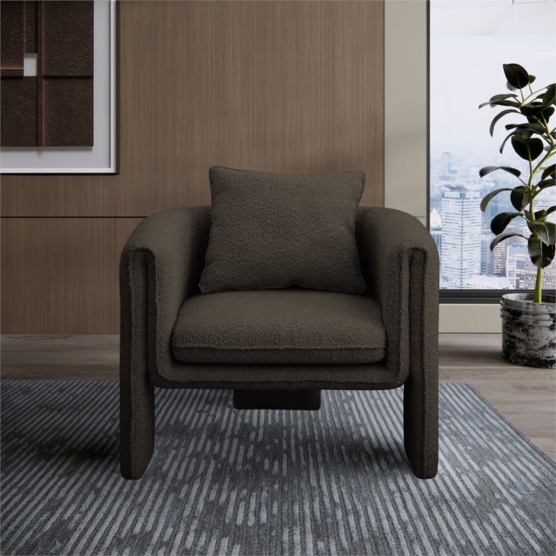 Meridian Furniture Stylus Brown Boucle Fabric Accent Chair