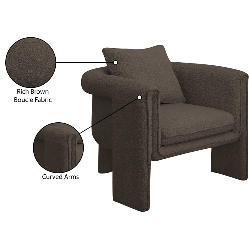 Meridian Furniture Stylus Brown Boucle Fabric Accent Chair
