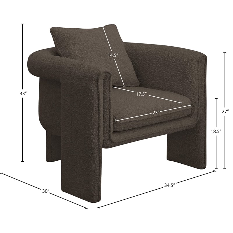Meridian Furniture Stylus Brown Boucle Fabric Accent Chair