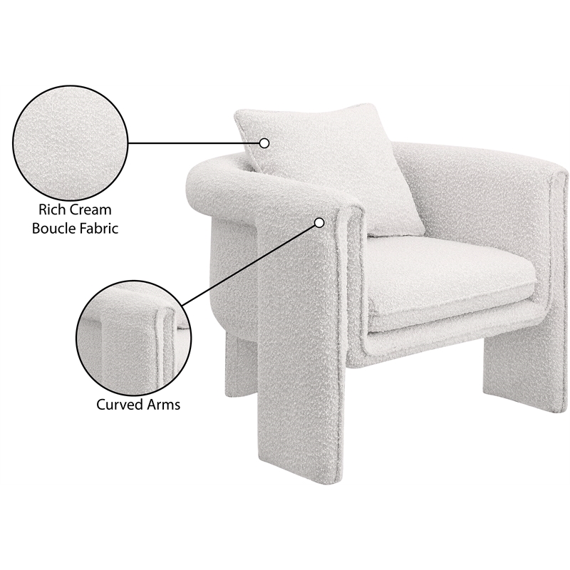 Meridian Furniture Stylus Cream Boucle Fabric Accent Chair