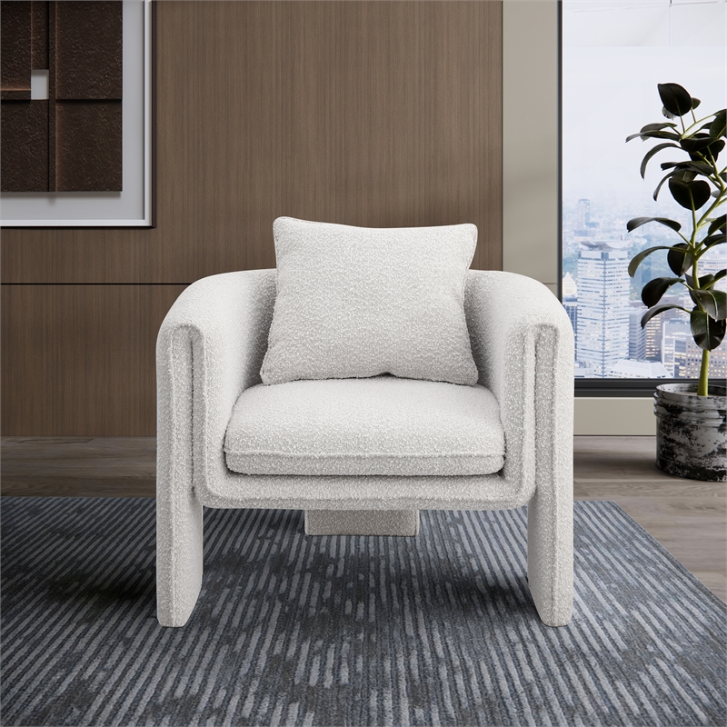 Meridian Furniture Stylus Cream Boucle Fabric Accent Chair