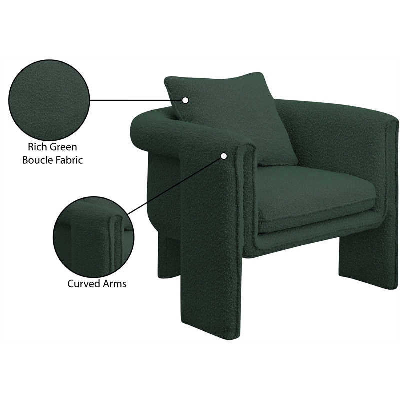 Meridian Furniture Stylus Green Boucle Fabric Accent Chair