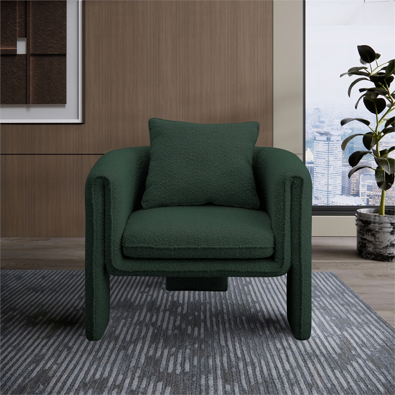 Meridian Furniture Stylus Green Boucle Fabric Accent Chair