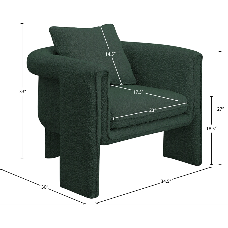 Meridian Furniture Stylus Green Boucle Fabric Accent Chair