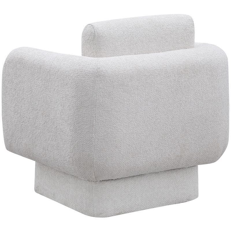 Meridian Furniture Alessandra Cream Chenille Fabric Swivel Accent Chair