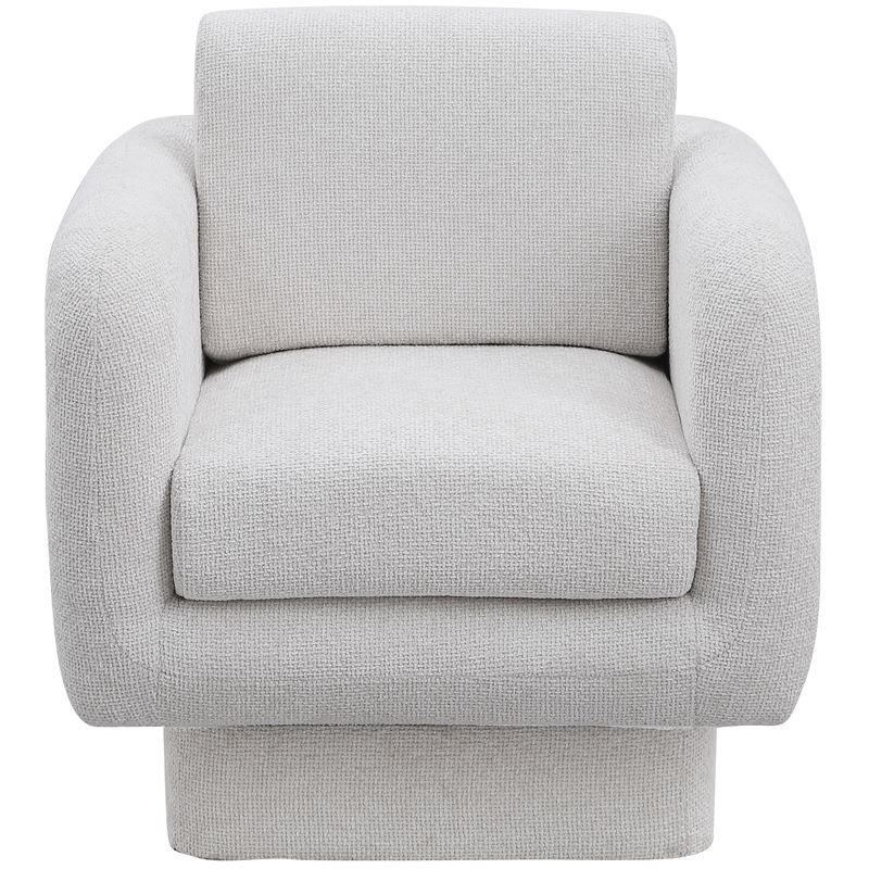 Meridian Furniture Alessandra Cream Chenille Fabric Swivel Accent Chair