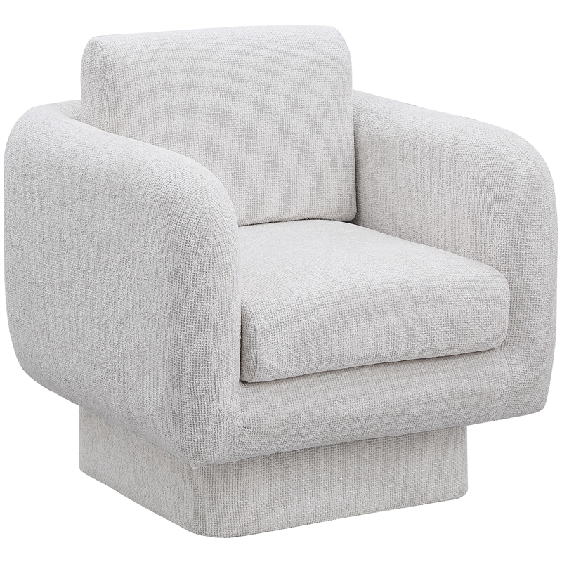 Meridian Furniture Alessandra Cream Chenille Fabric Swivel Accent Chair