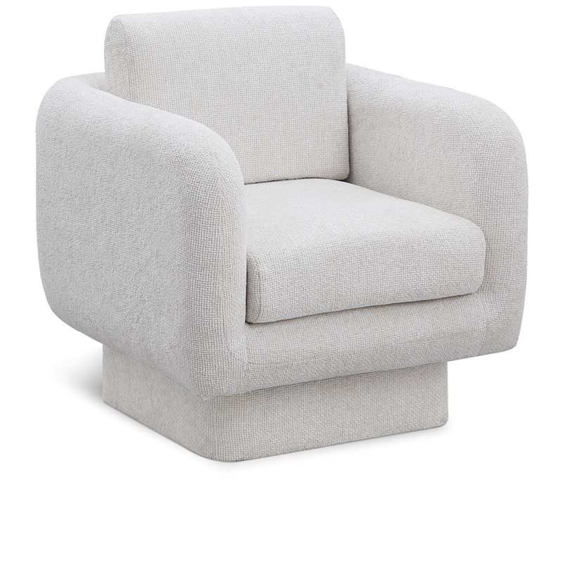 Meridian Furniture Alessandra Cream Chenille Fabric Swivel Accent Chair