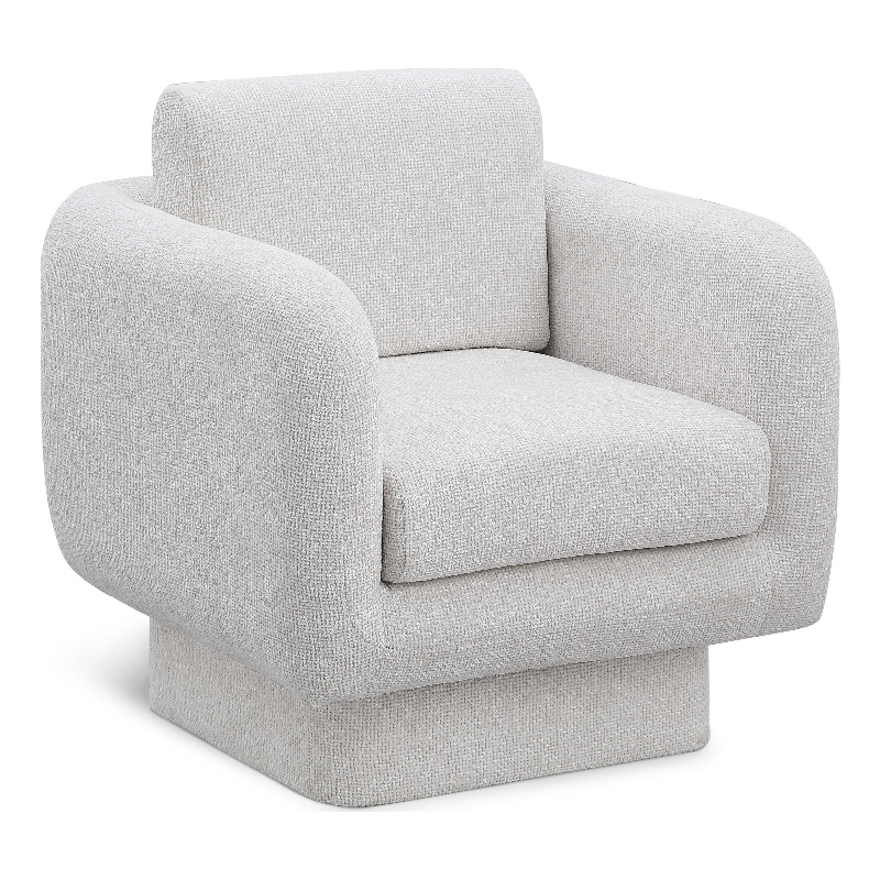 Meridian Furniture Alessandra Cream Chenille Fabric Swivel Accent Chair