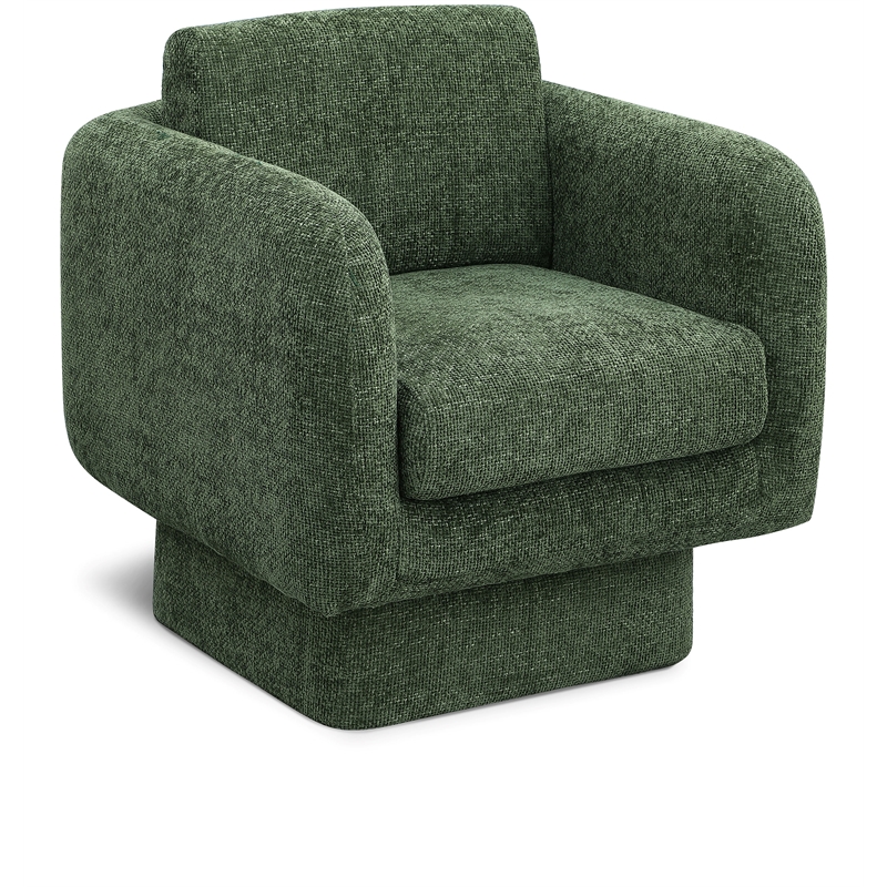 Meridian Furniture Alessandra Green Chenille Fabric Swivel Accent Chair