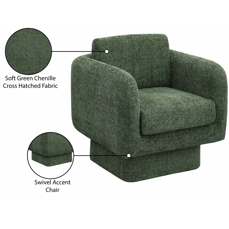 Meridian Furniture Alessandra Green Chenille Fabric Swivel Accent Chair
