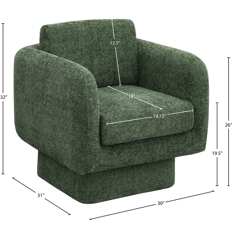 Meridian Furniture Alessandra Green Chenille Fabric Swivel Accent Chair