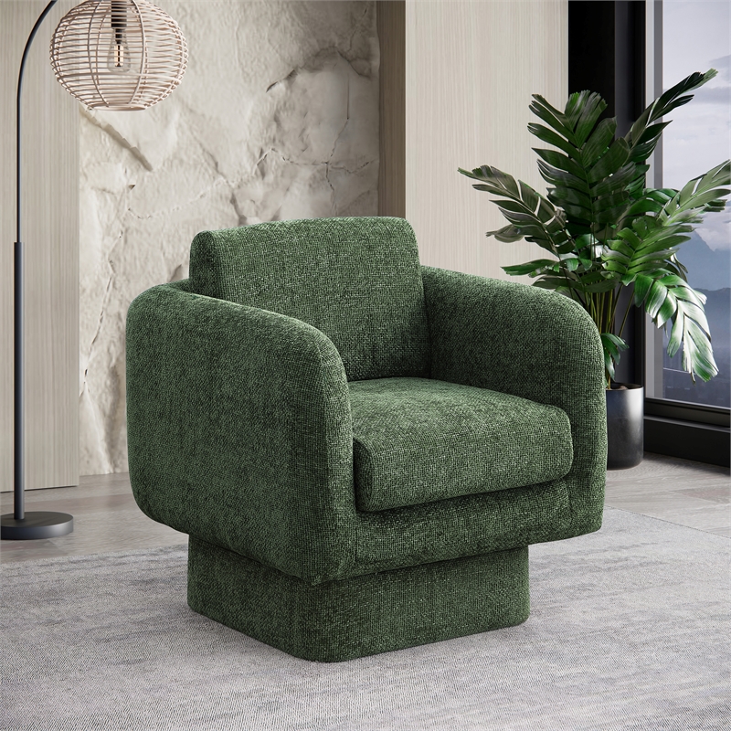 Meridian Furniture Alessandra Green Chenille Fabric Swivel Accent Chair