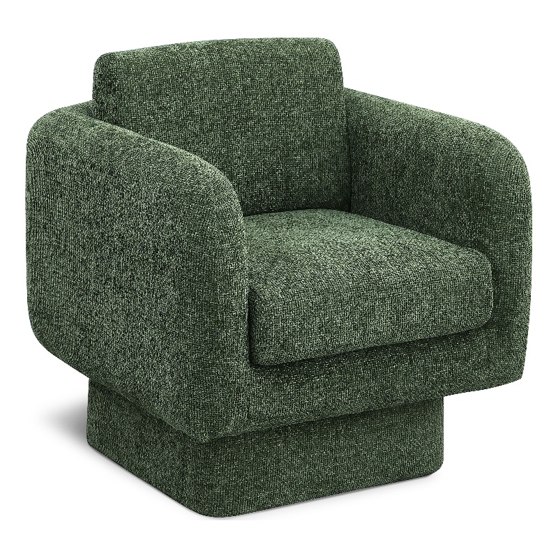 Meridian Furniture Alessandra Green Chenille Fabric Swivel Accent Chair