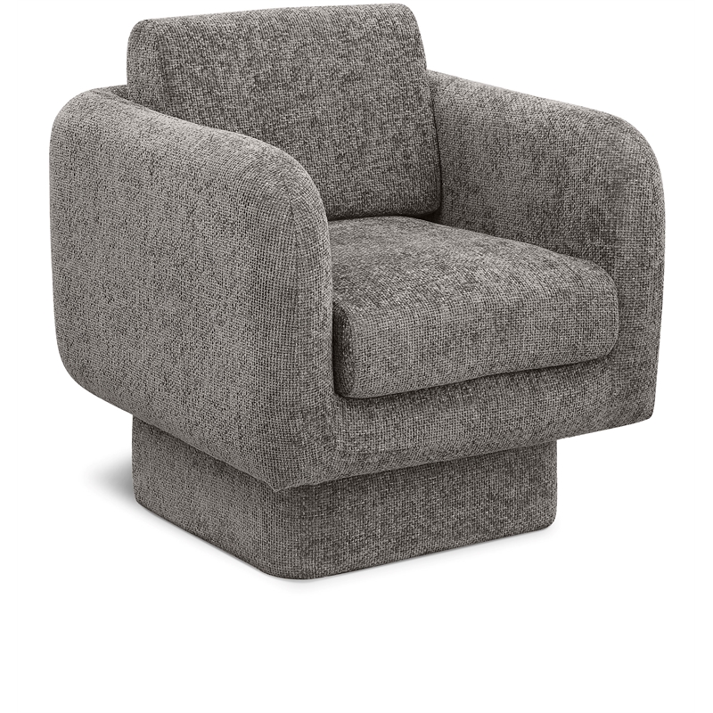 Meridian Furniture Alessandra Grey Chenille Fabric Swivel Accent Chair