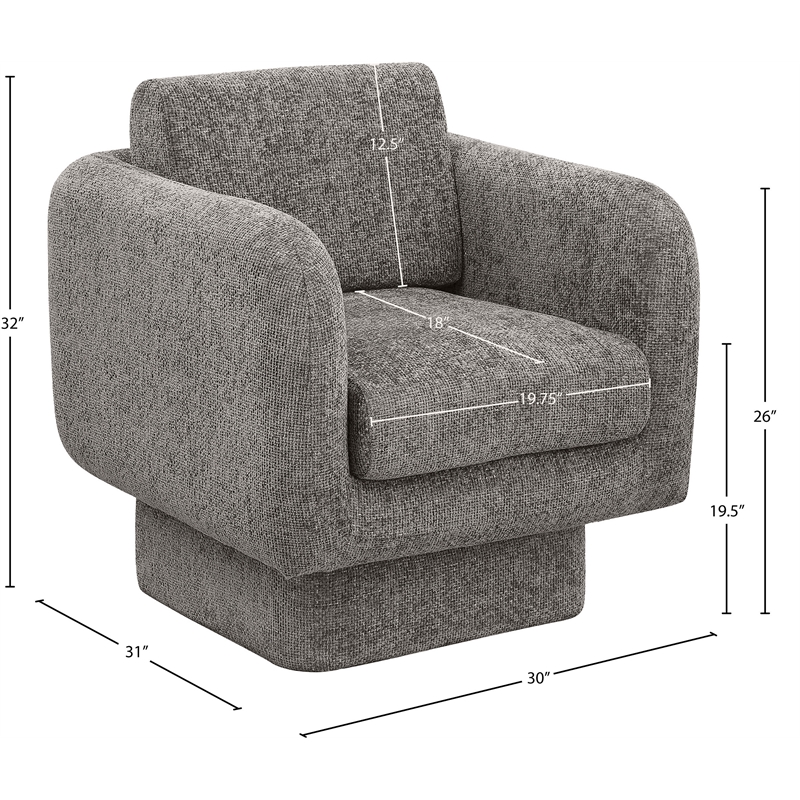 Meridian Furniture Alessandra Grey Chenille Fabric Swivel Accent Chair
