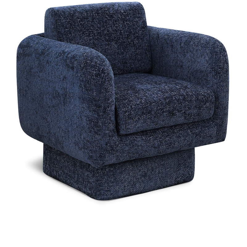 Meridian Furniture Alessandra Navy Chenille Fabric Swivel Accent Chair