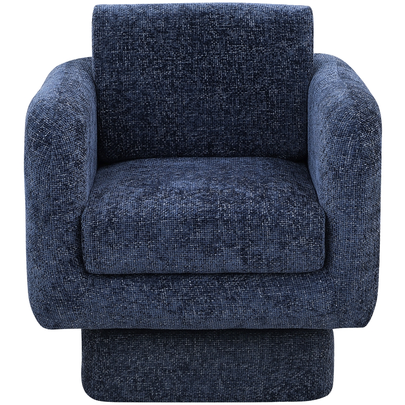 Meridian Furniture Alessandra Navy Chenille Fabric Swivel Accent Chair