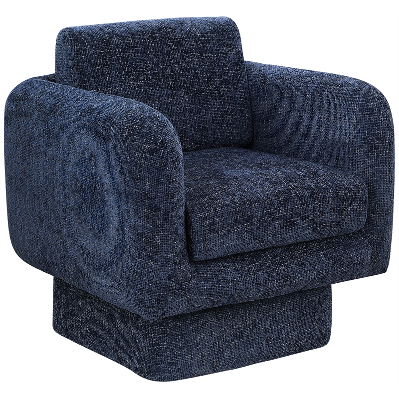 Meridian Furniture Alessandra Navy Chenille Fabric Swivel Accent Chair
