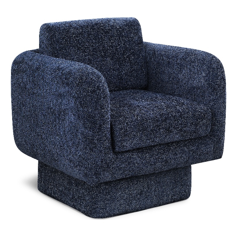 Meridian Furniture Alessandra Navy Chenille Fabric Swivel Accent Chair