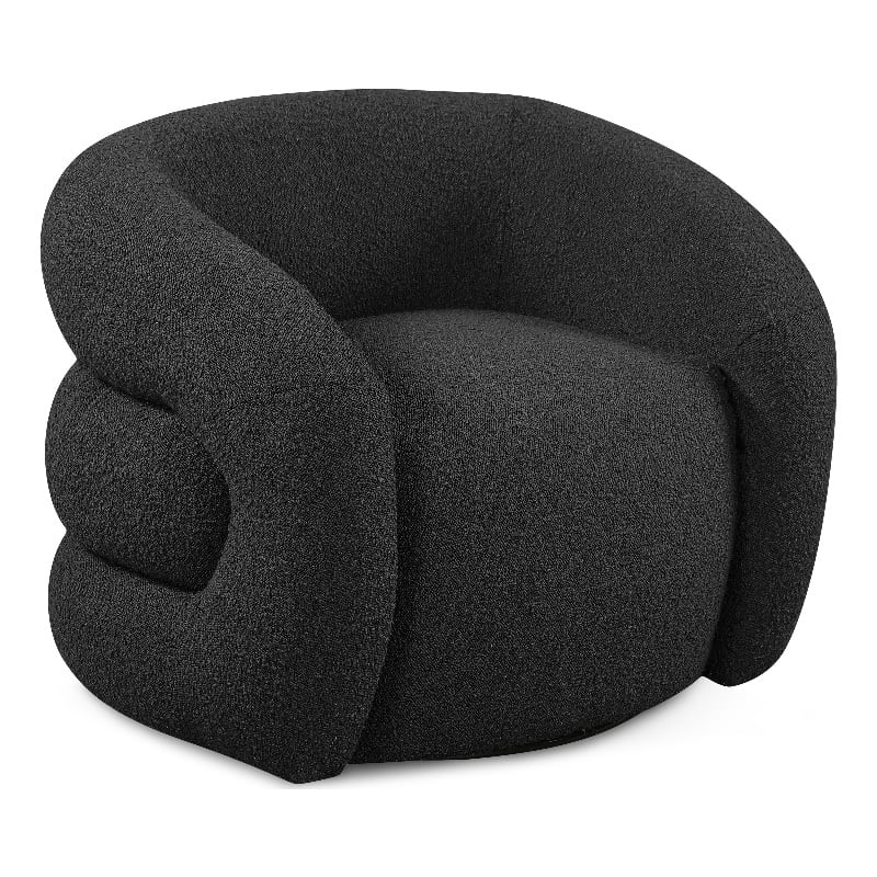Meridian Furniture Roxbury Black Boucle Fabric Swivel Accent Chair