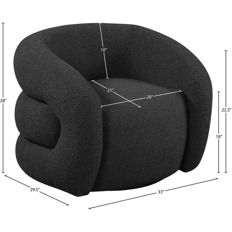 Meridian Furniture Roxbury Black Boucle Fabric Swivel Accent Chair