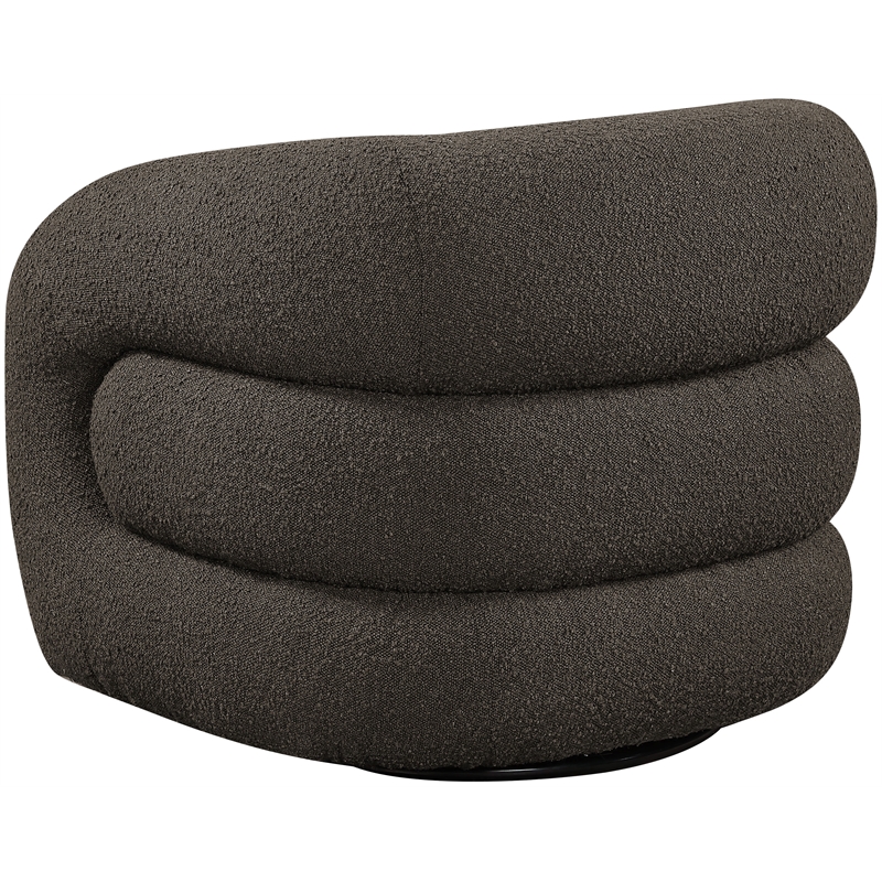 Meridian Furniture Roxbury Brown Boucle Fabric Swivel Accent Chair