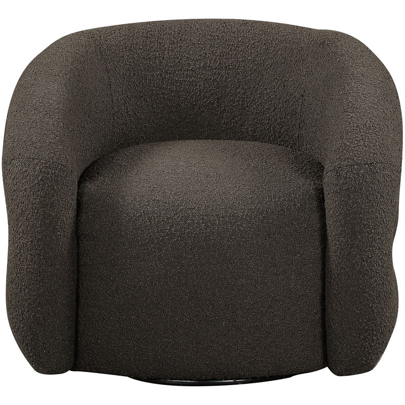 Meridian Furniture Roxbury Brown Boucle Fabric Swivel Accent Chair