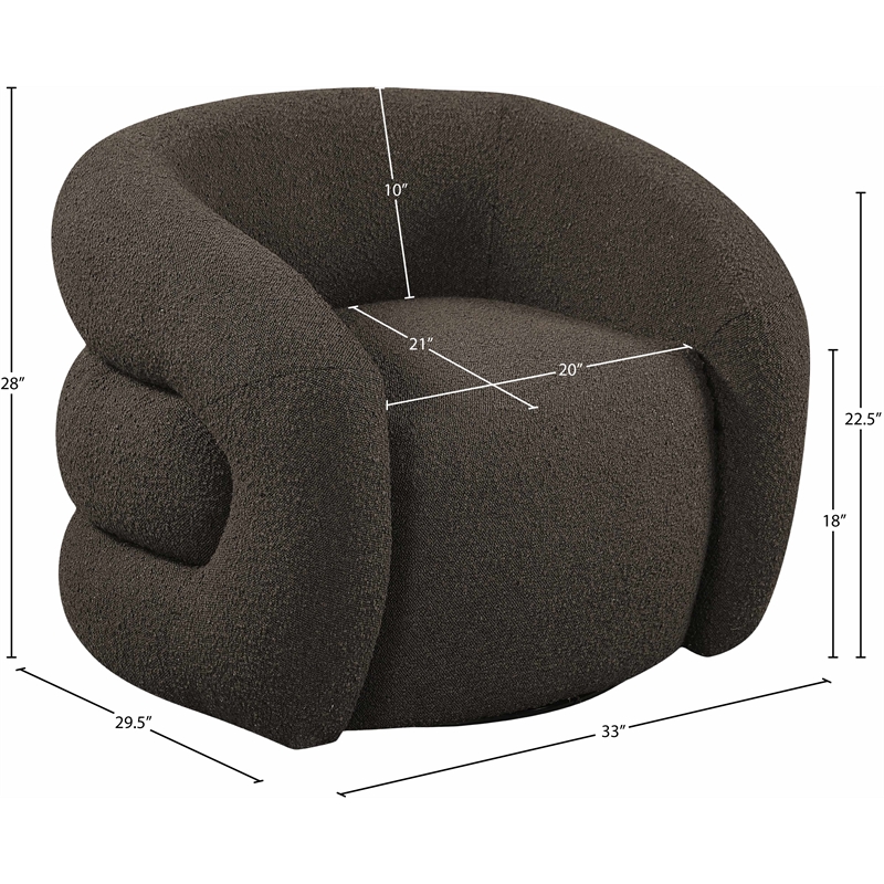 Meridian Furniture Roxbury Brown Boucle Fabric Swivel Accent Chair
