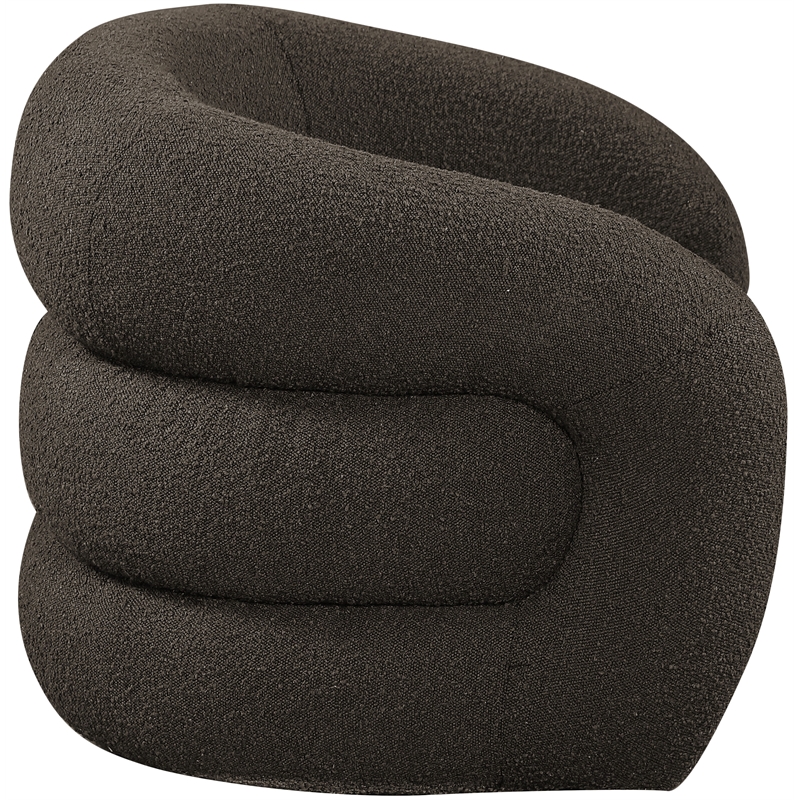 Meridian Furniture Roxbury Brown Boucle Fabric Swivel Accent Chair