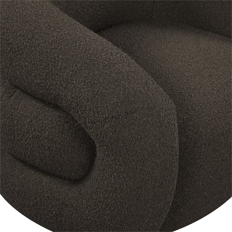 Meridian Furniture Roxbury Brown Boucle Fabric Swivel Accent Chair