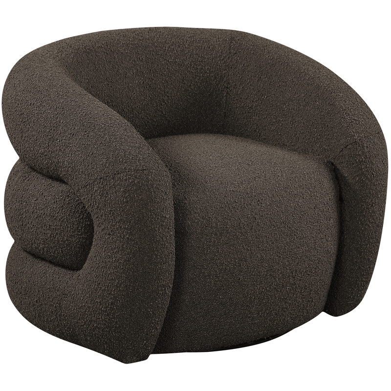 Meridian Furniture Roxbury Brown Boucle Fabric Swivel Accent Chair
