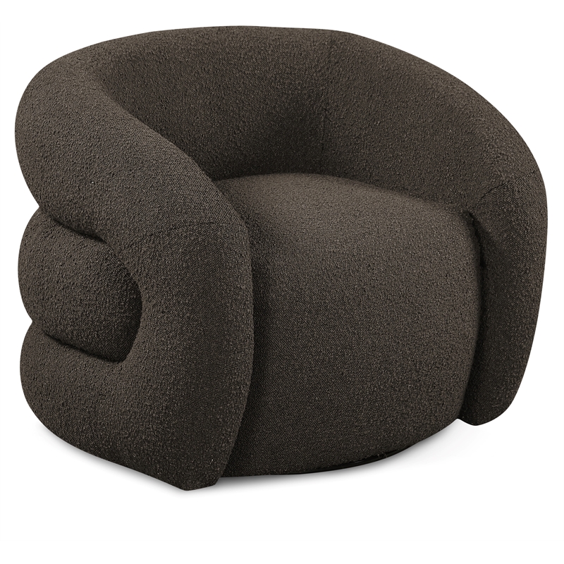 Meridian Furniture Roxbury Brown Boucle Fabric Swivel Accent Chair
