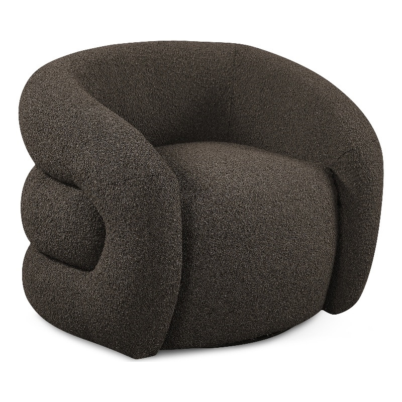 Meridian Furniture Roxbury Brown Boucle Fabric Swivel Accent Chair
