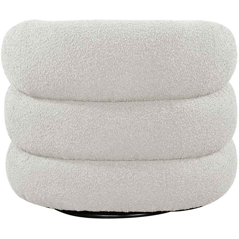 Meridian Furniture Roxbury Cream Boucle Fabric Swivel Accent Chair