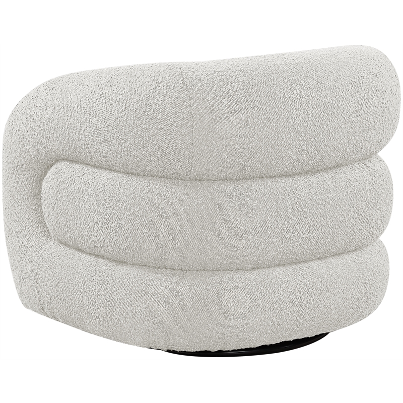 Meridian Furniture Roxbury Cream Boucle Fabric Swivel Accent Chair
