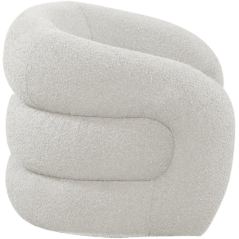 Meridian Furniture Roxbury Cream Boucle Fabric Swivel Accent Chair