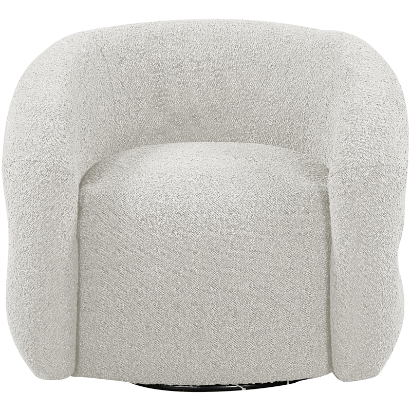 Meridian Furniture Roxbury Cream Boucle Fabric Swivel Accent Chair
