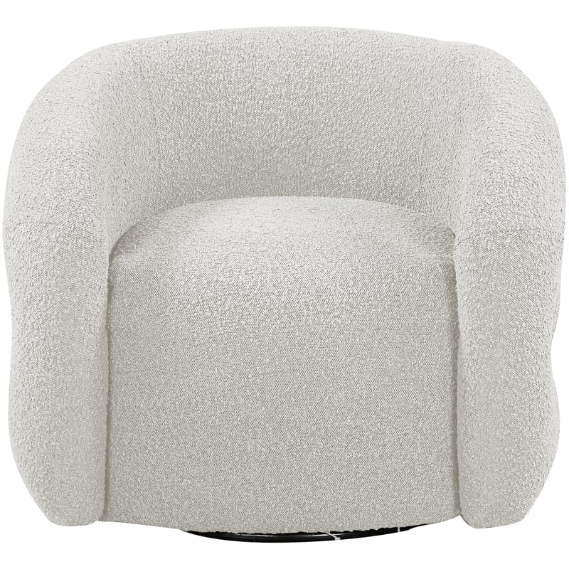 Meridian Furniture Roxbury Cream Boucle Fabric Swivel Accent Chair