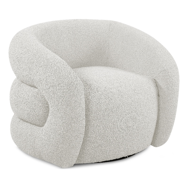 Meridian Furniture Roxbury Cream Boucle Fabric Swivel Accent Chair