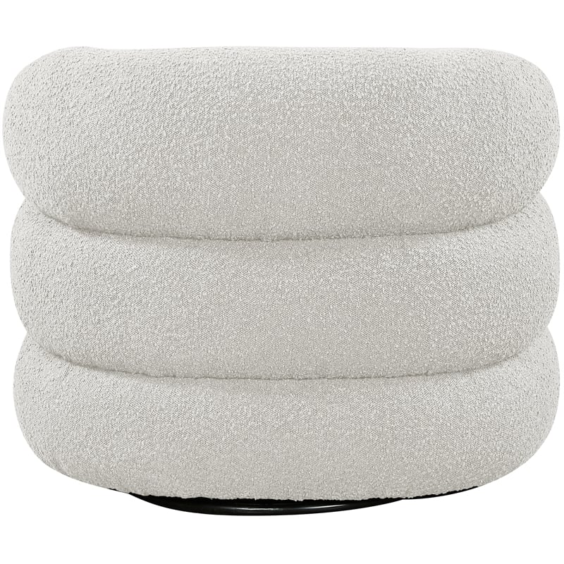 Meridian Furniture Roxbury Cream Boucle Fabric Swivel Accent Chair